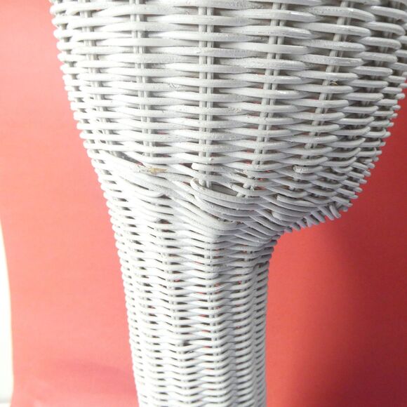 White Wicker Mannequin Head Hat Stand Display Vintage MCM 19" Tall Long Neck - Picture 8 of 14